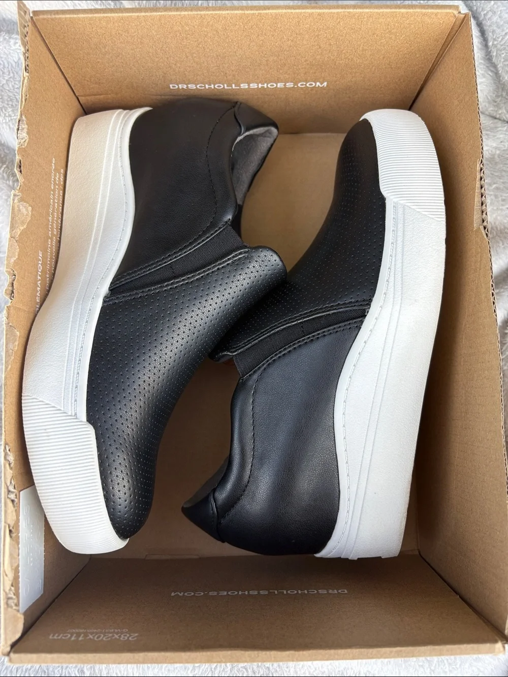 Dr. Scholl's Timeoff Wedges - Black Slip-On with White Platform Sole - NIB, 6.5